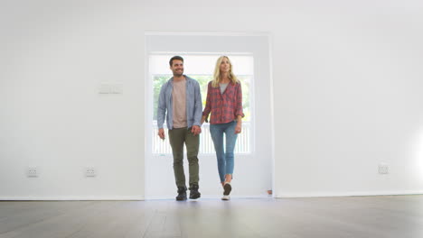 excited family explore new home on moving day