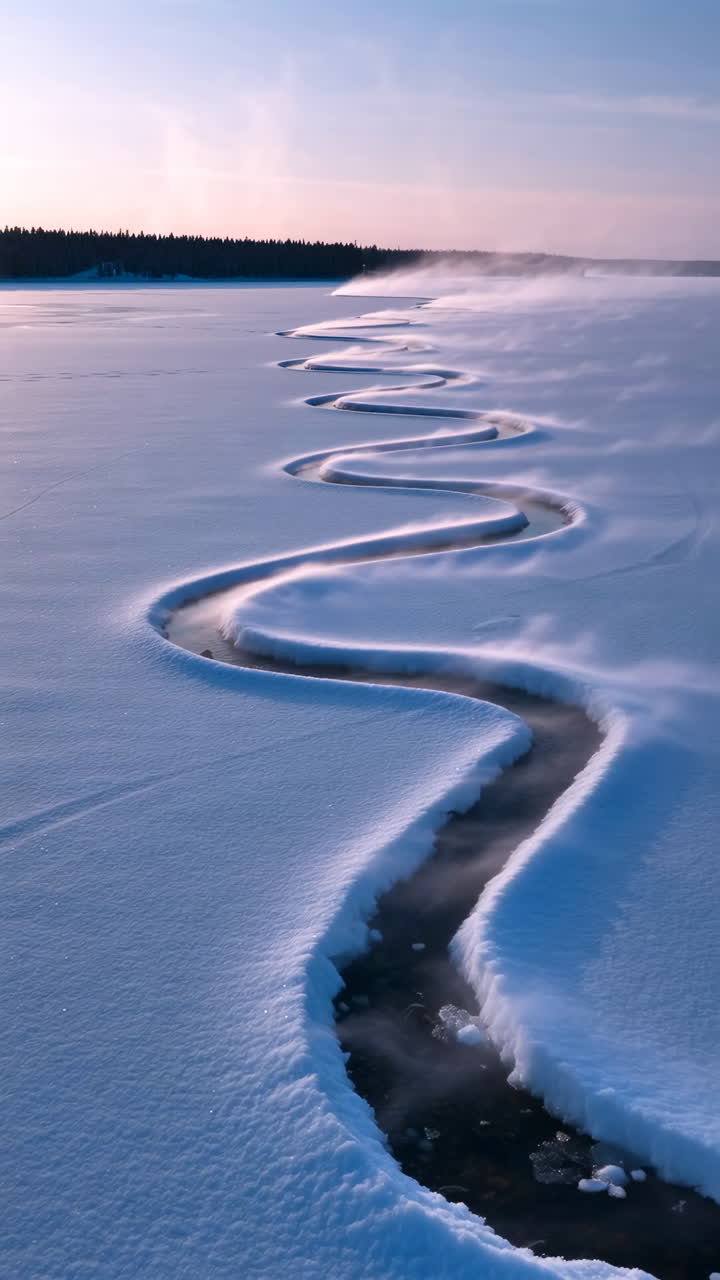Winding River Through a Snowy Winter Landscape