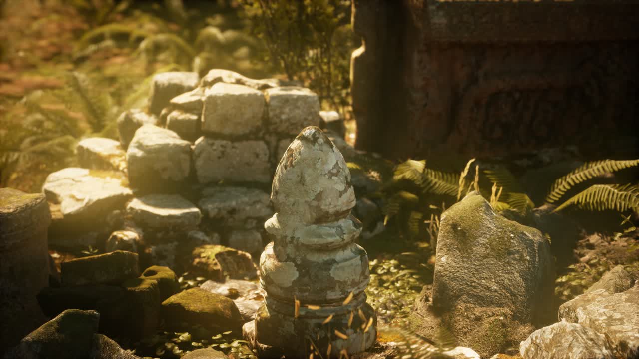 소나무 숲 에 있는 고대 도시 의  ⁇ 은 폐허