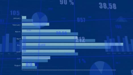 Animación-De-Nombres-De-Meses-Con-Múltiples-Gráficos-Y-Números-Cambiantes-Sobre-Fondo-Azul