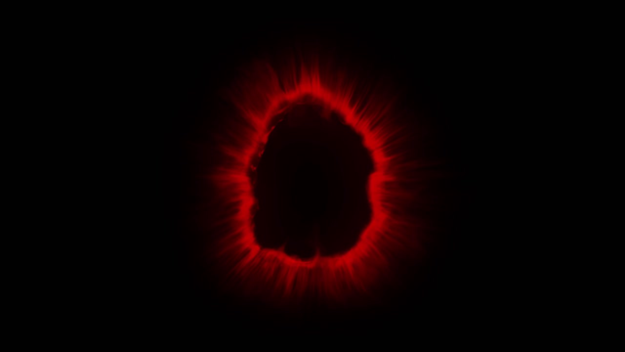 Red portal pulses on black background. Loopable sci-fi or magic VFX