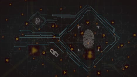 interfaz digital de seguridad cibernética contra la red de iconos digitales