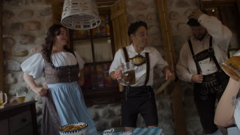 oktoberfest celebration with people in traditional clothing