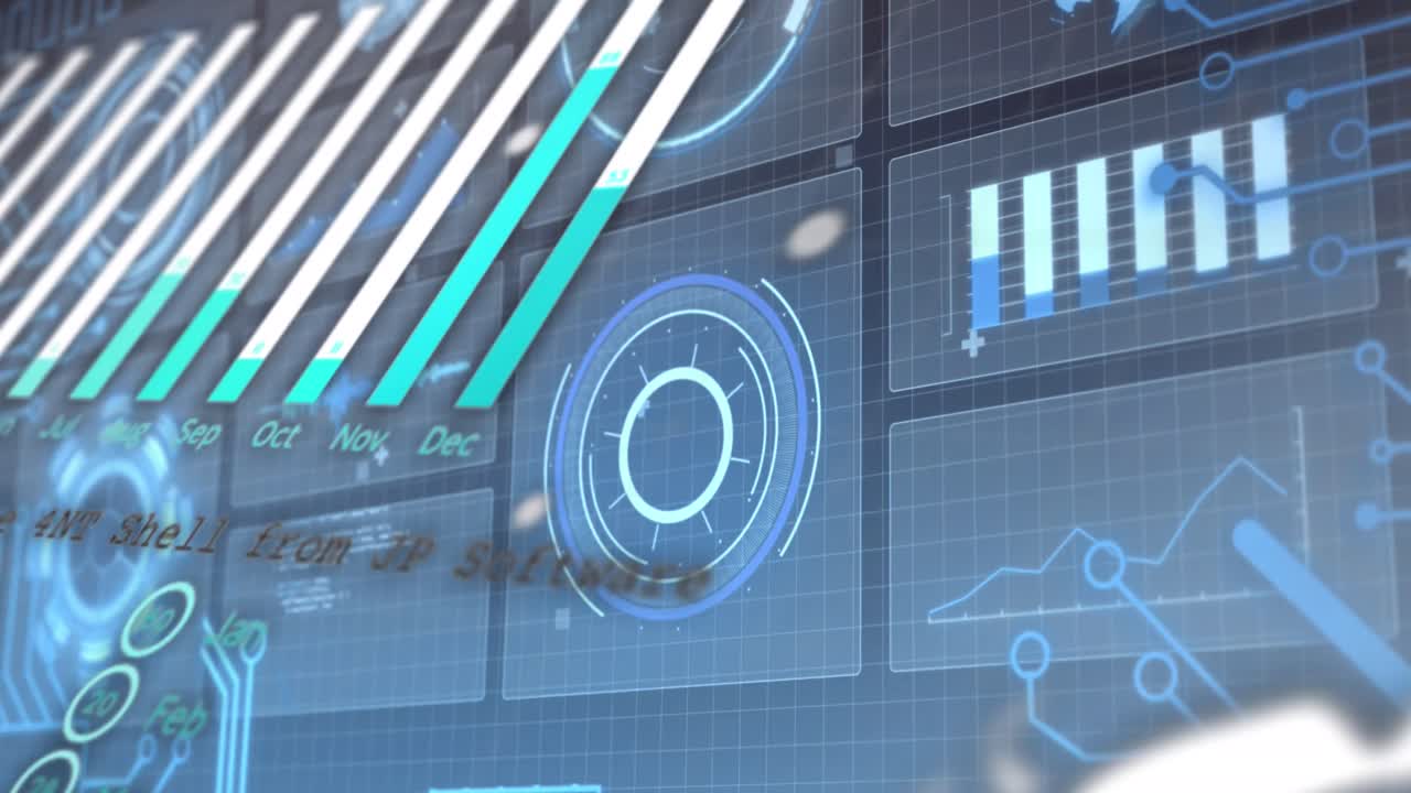 Animation of digital interface with scan scoping over dark background