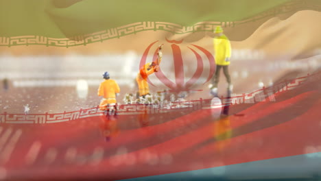 animar la bandera de irán sobre las estatuillas de los trabajadores.