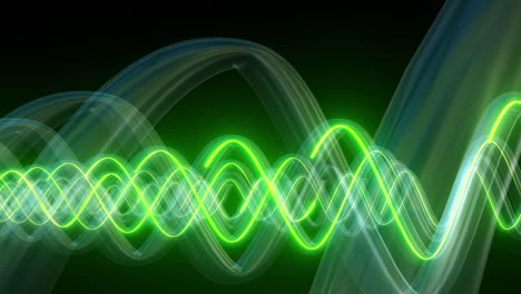 abstract glowing green waves