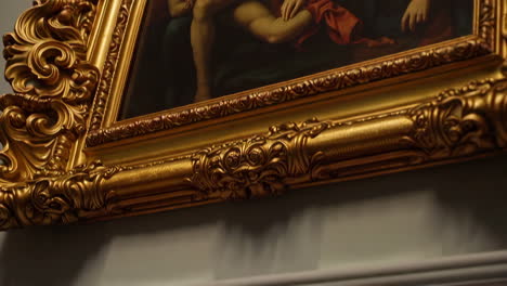 grand hall of a palace and religious painting detail