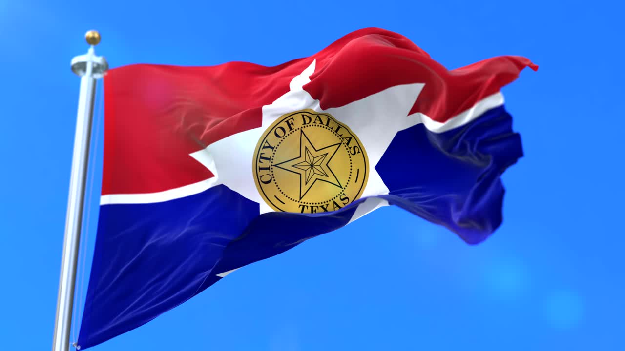 bandera de la ciudad de dallas, ciudad de los estados unidos de américa - bucle
