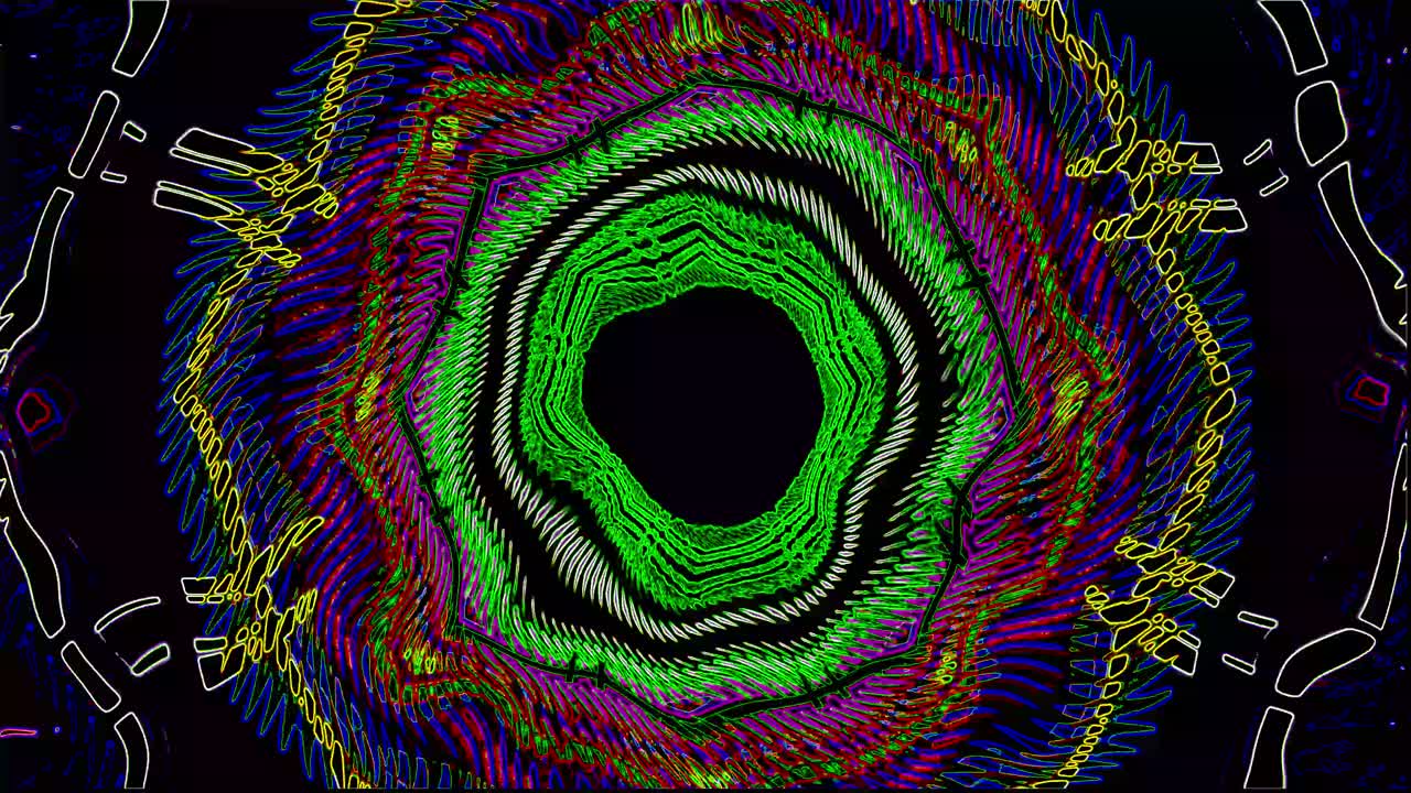 Seamless tunnel video loop features vibrant colors and dynamic patterns, captivating viewers with a continuous flow of shapes and hues that enhance digital experiences