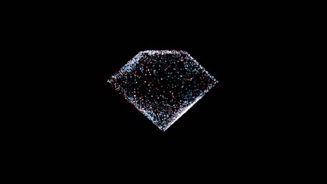 slow motion of dots in 3d diamond container