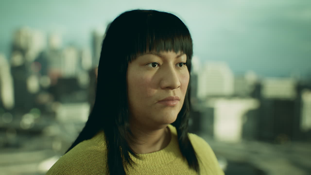 도시에서 멕시코 여성 초상화