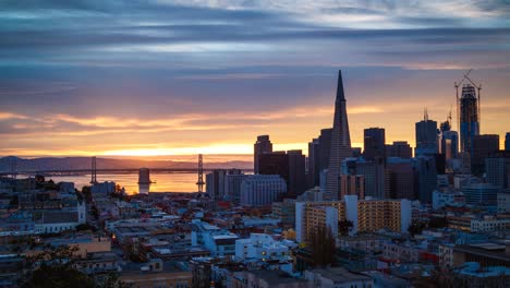 san francisco skyline time-lapse at sunrise, california, usa