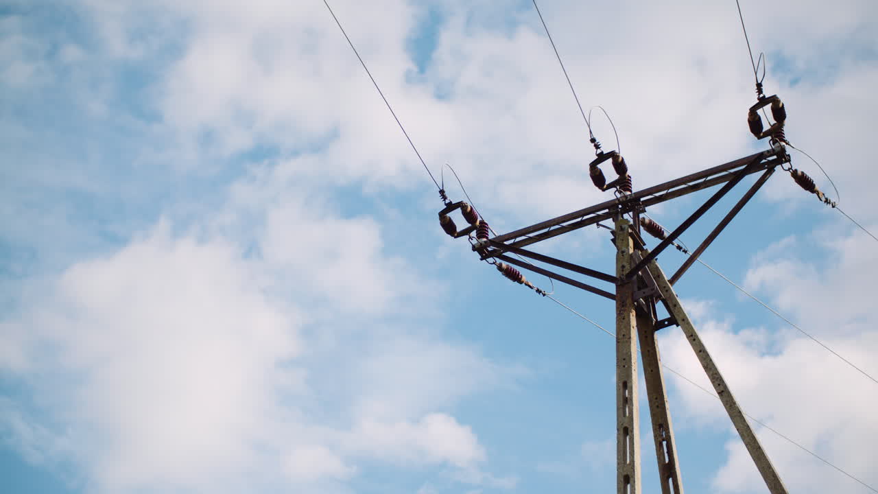 Energy Pole Against Beautiful Cloudscape 1