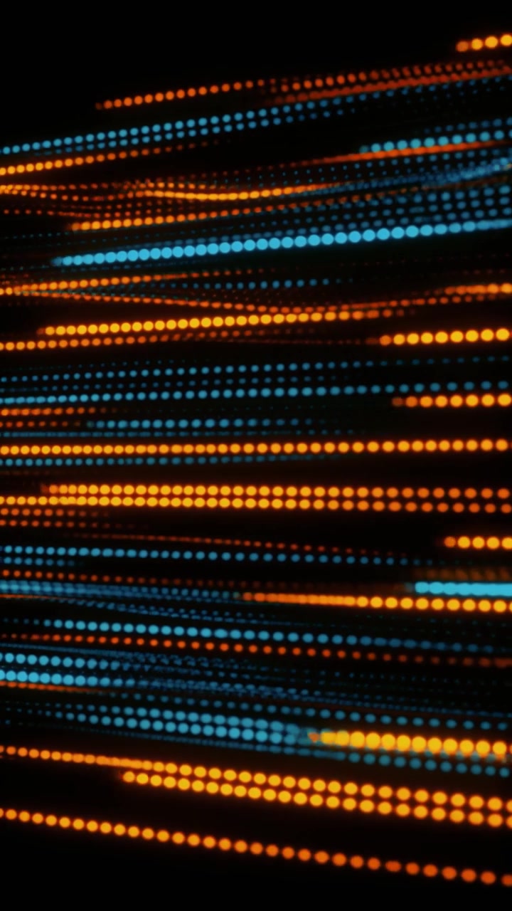 Abstract Motion Background with Glowing Orange and Blue Dotted Light Trails