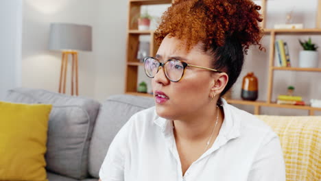 anxiety, nervous and woman thinking of a problem