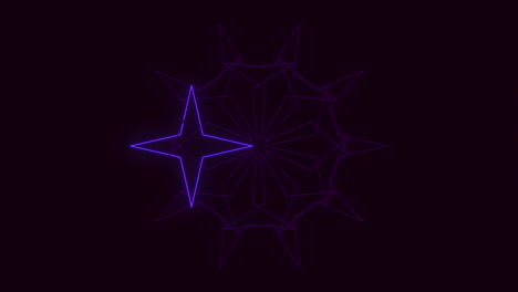 glowing purple neon star with triangular shapes on dark background