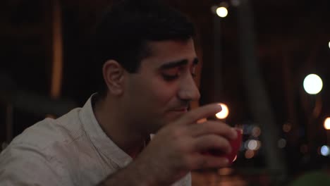 couple having conversation at night