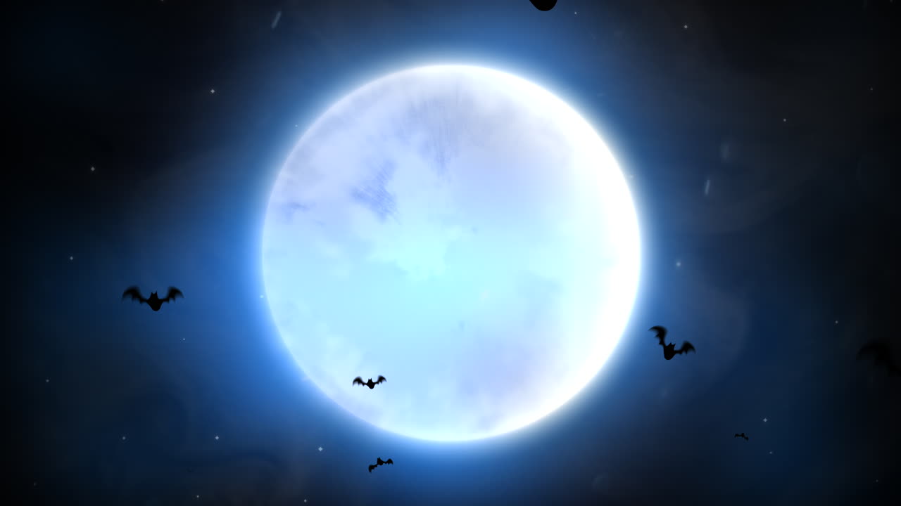 Animazione di sfondo di Halloween con pipistrelli e luna 1