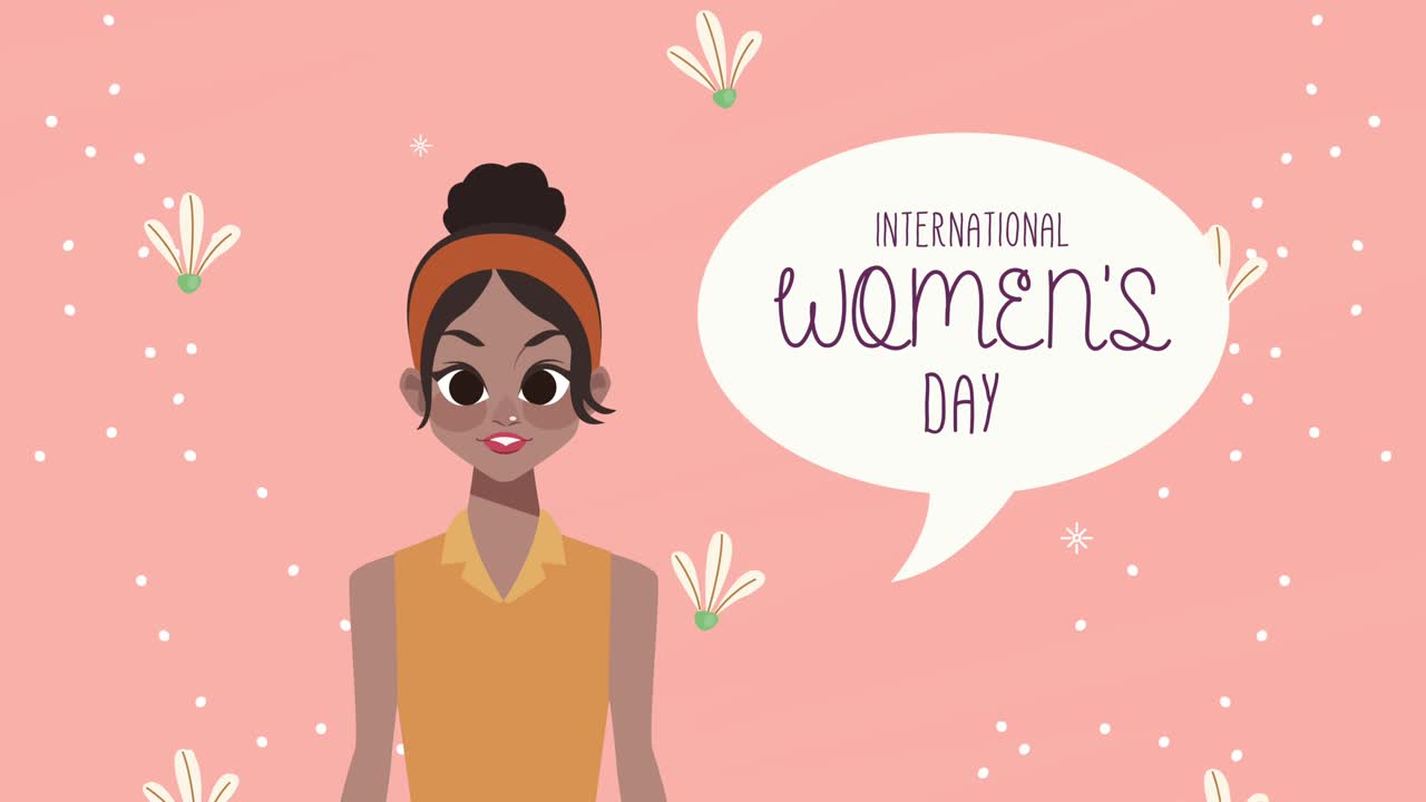 happy womens day lettering with afro lady