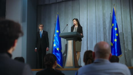 press conference or speech by politician