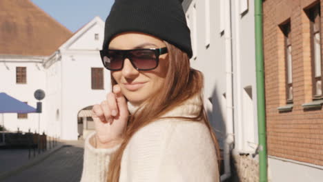 stylish woman in city street