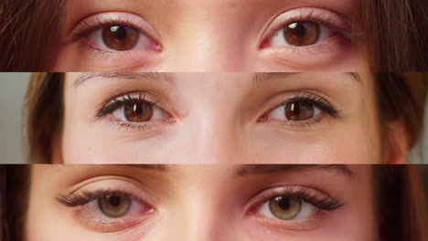 close-up of women's eyes