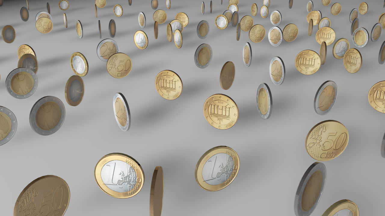 Dancing &euro; coins.
White background