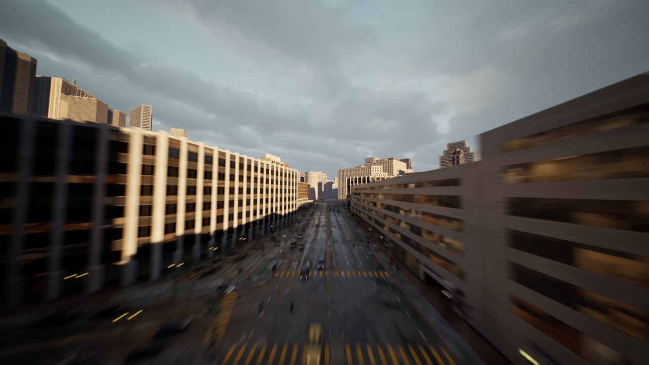 Aerial Hyperlapse view above traffic of big city