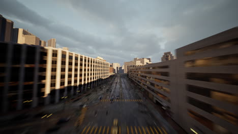 Hyperlapse-Luftaufnahme-über-Dem-Verkehr-Der-Großstadt