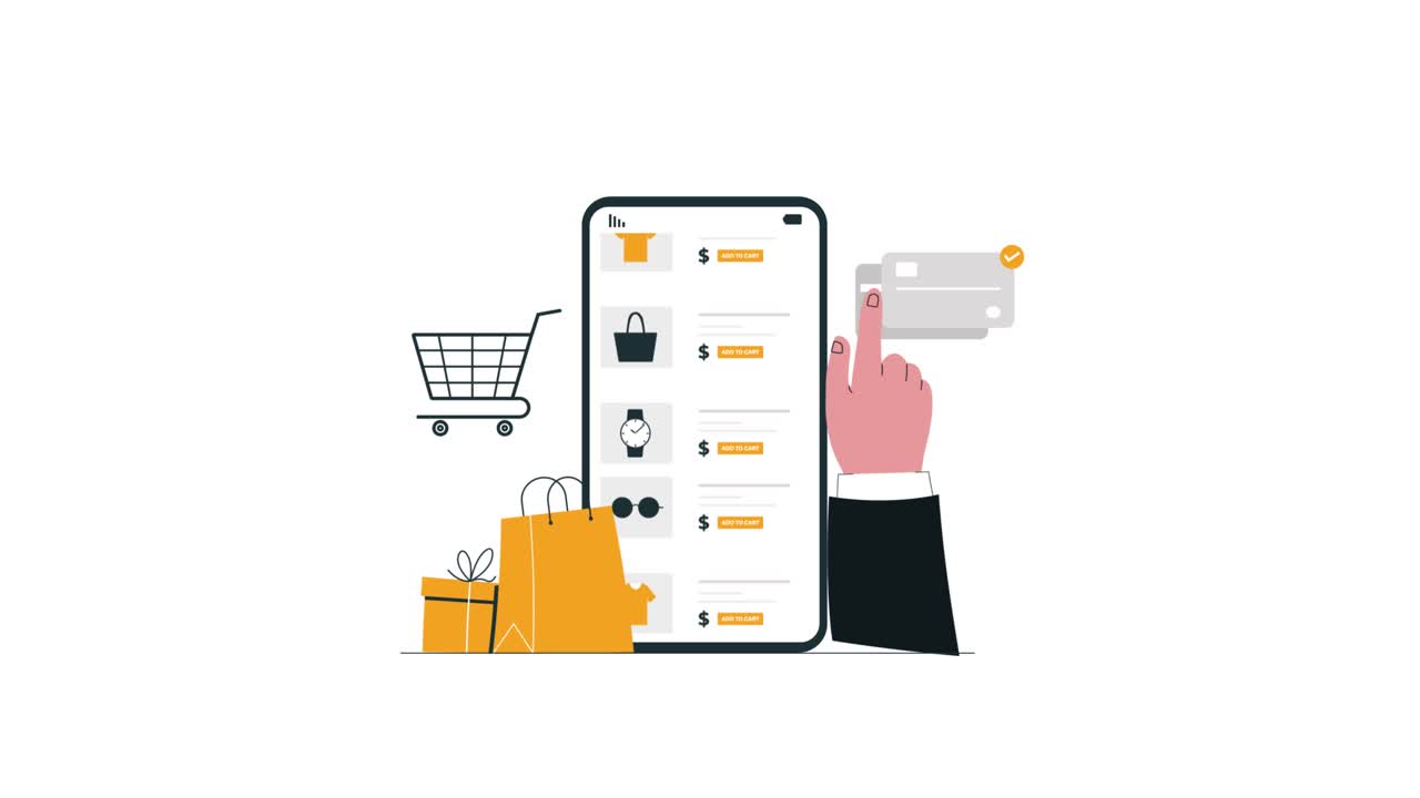 Mano che scorre un'app di e-commerce su smartphone