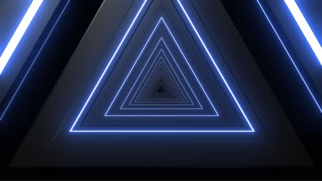 Abstract Triangular Tunnel with Neon Blue Light