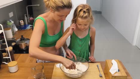 mother and daughter baking together