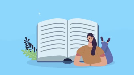 joven estudiante acostada con un libro