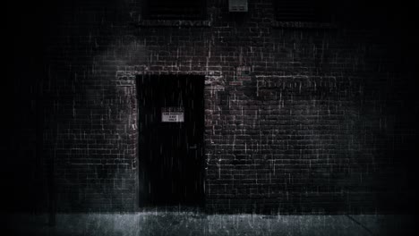 heavy rain urban city brick building background loop with rising steam