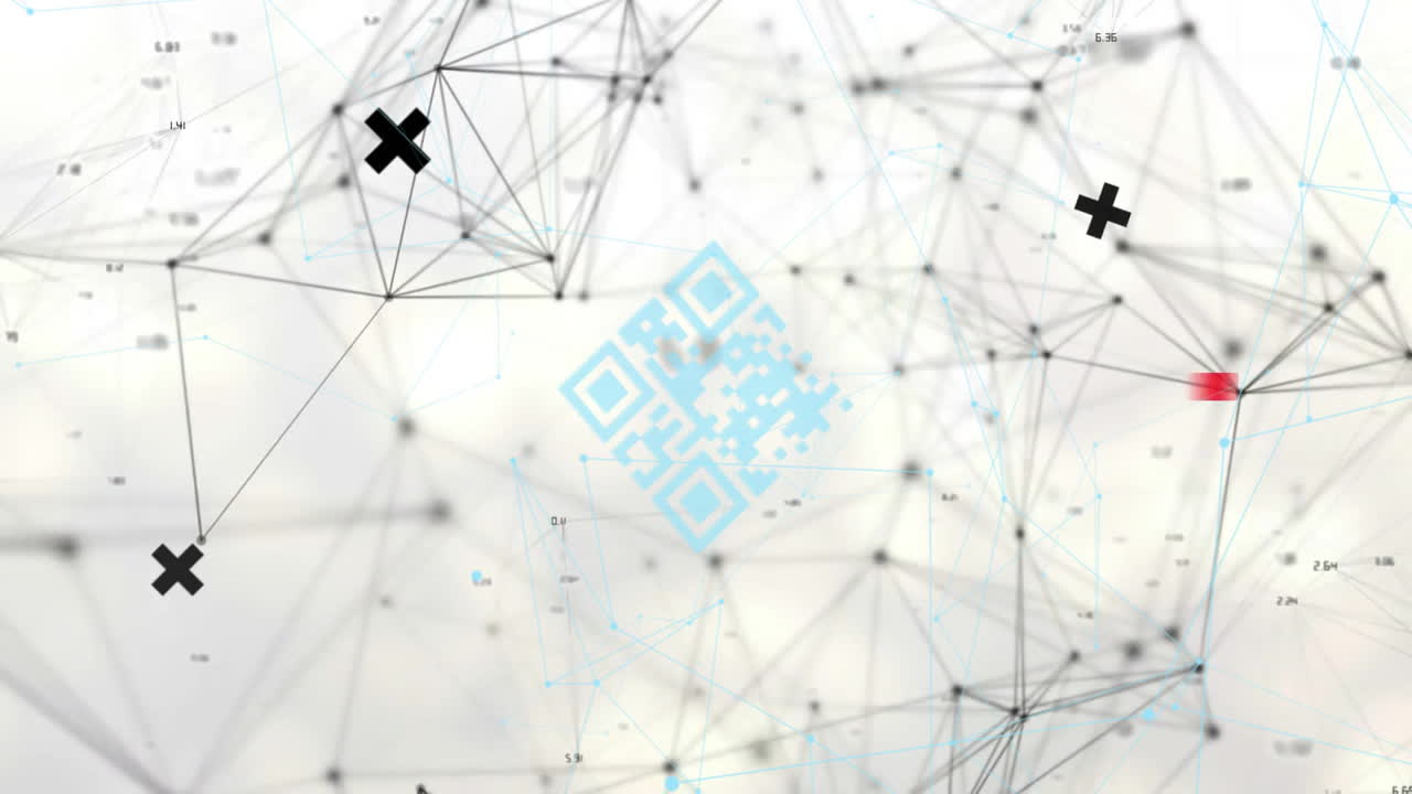 animación de la red de conexiones con código qr en fondo blanco