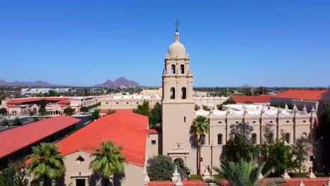 a pan up shot of a church in arizona