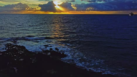 Toma-Estática-De-La-Puesta-De-Sol-Desde-La-Isla-De-Tenerife,-Islas-Canarias,-España