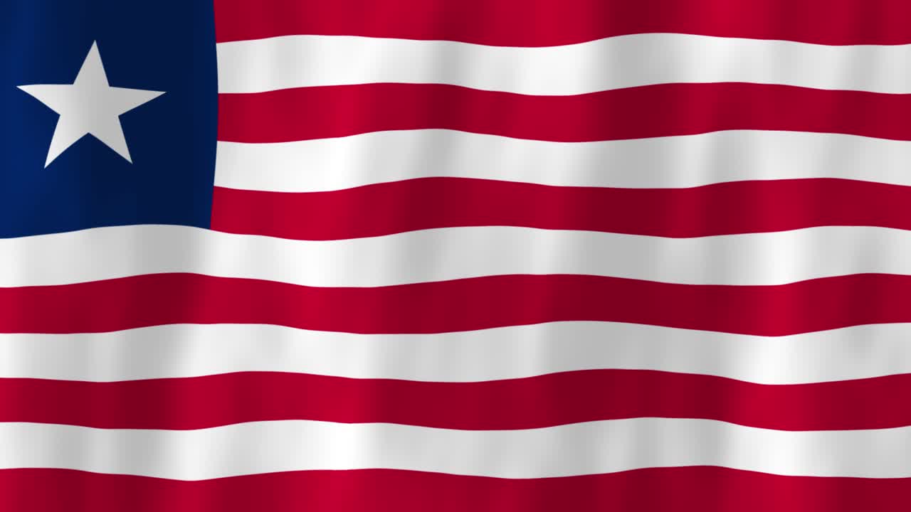 Liberia flag country animation 3D symbol design waving in wind movement national patriotism world culture emblem banner republic West Africa red white stripes blue star