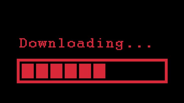 Downloader infografik med rød statuslinje