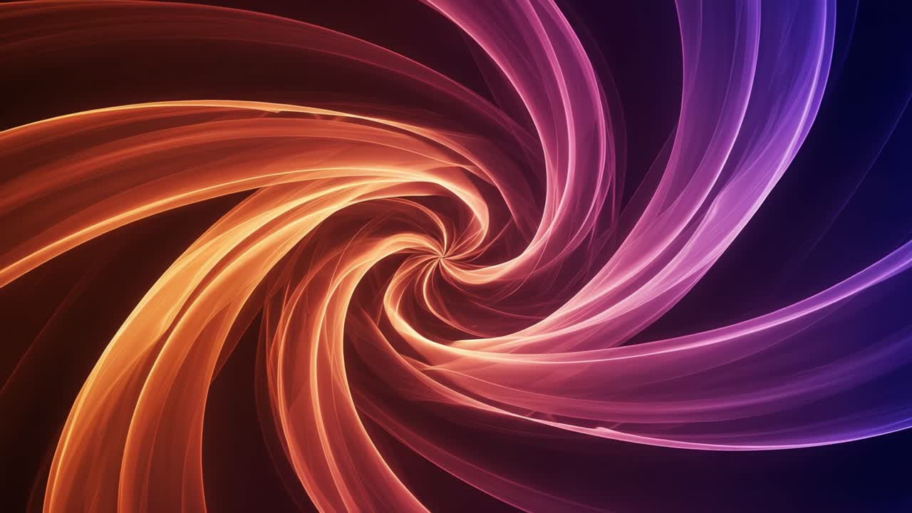 A Mesmerizing Swirl of Colorful Light Patterns Forming a Dynamic Spiral in Vivid Orange and Purple Hues, Capturing the Essence of Motion and Energy in Abstract Art