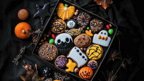 colorful halloween cookies with spooky themes and decorations