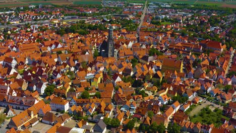 aerial view of old town of the city nördlingen in germany