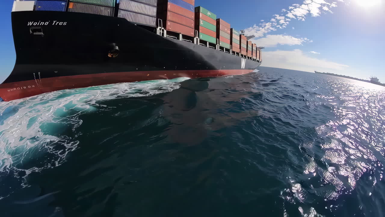 바다에서 컨테이너 선박