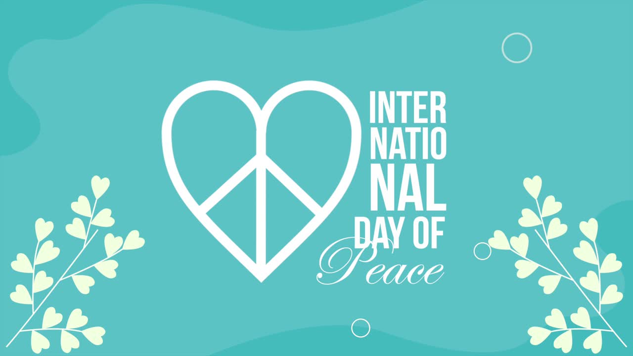 international day of peace lettering with heart symbol