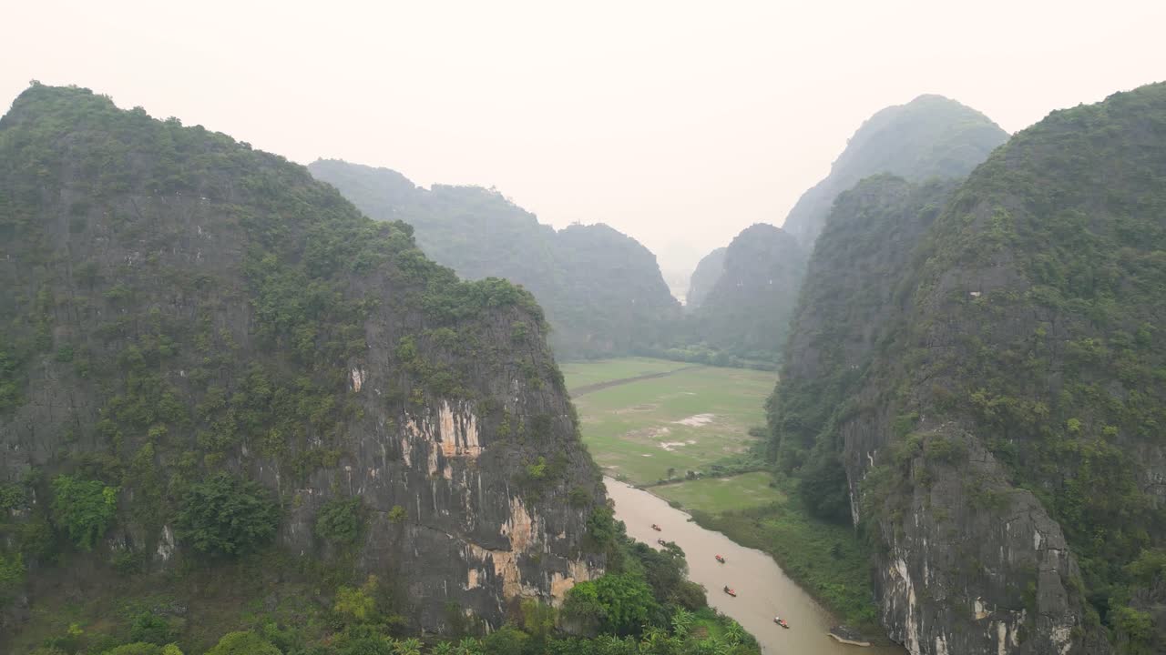 Stunning Aerial View of a River Valley in Vietnam