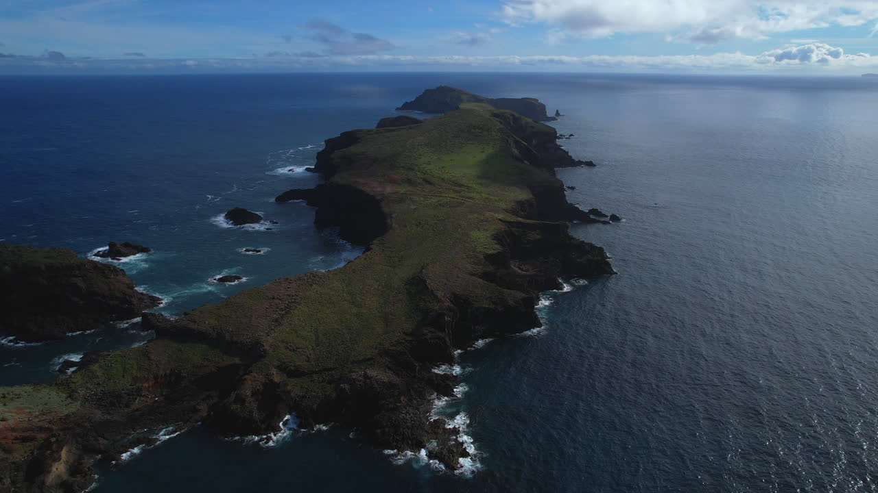 Punta de San Lorenzo aerial drone shots (madeira). Point of Saint Lawrence in Portugal. seascape footage