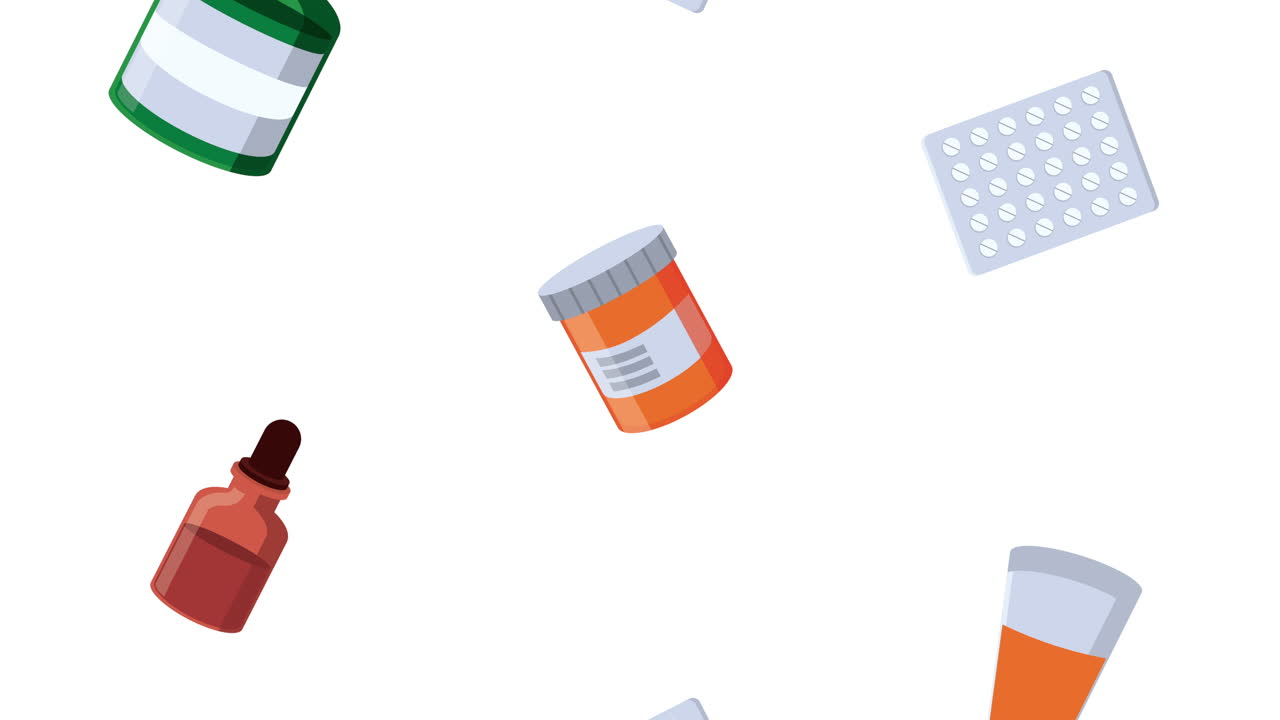 Animazione di pattern con medicina, farmaci, attrezzature