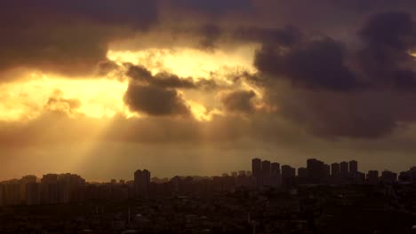 time lapse sunset on the cloudy sky over city, turkey