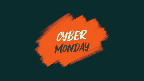 Cyber-Monday-Text-Mit-Orangefarbenem-Aquarellpinsel-Auf-Schwarzem-Farbverlauf