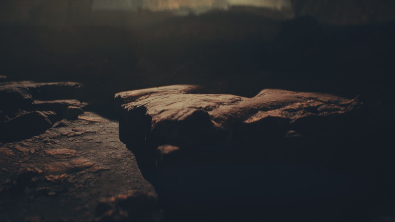 A head of the giant ancient deity statue hidden in a cave